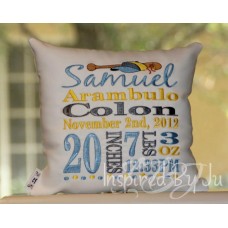 Baseball Gear - Birth Announcement Pillow